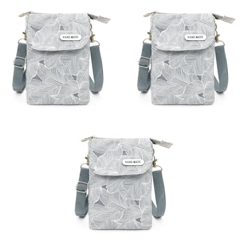 PALAY® Women Purse Bag Casual Phone Pouch Canvas Cloth Sling Minimalism Print Small Crossbody Shoulder 3 PCS PALAY® Women Purse Bag Casual Phone Pouch Canvas Cloth Sling Minimalism Print Small Crossbody Shoulder 3 PCS